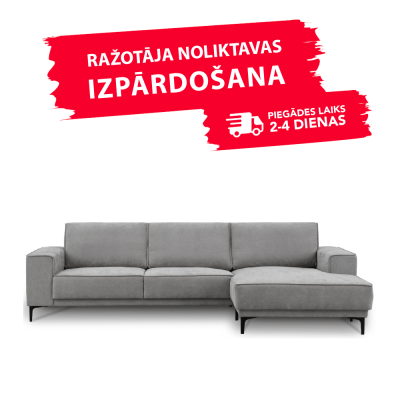 Dīvāns COPENHAGEN (Stūra chaiselongue)(Pelēks)(Ražotāja noliktava)